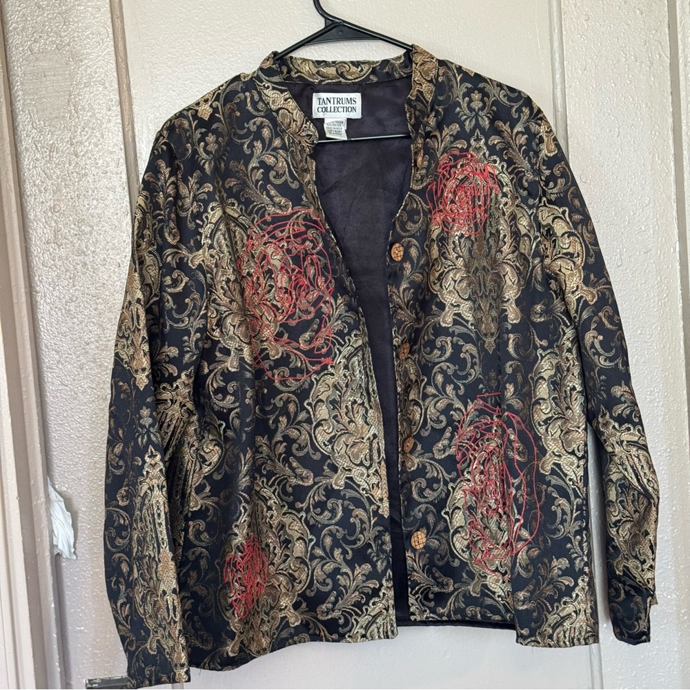 Tantrums Gold & Red Women's XL Embroidered Blazer Fall